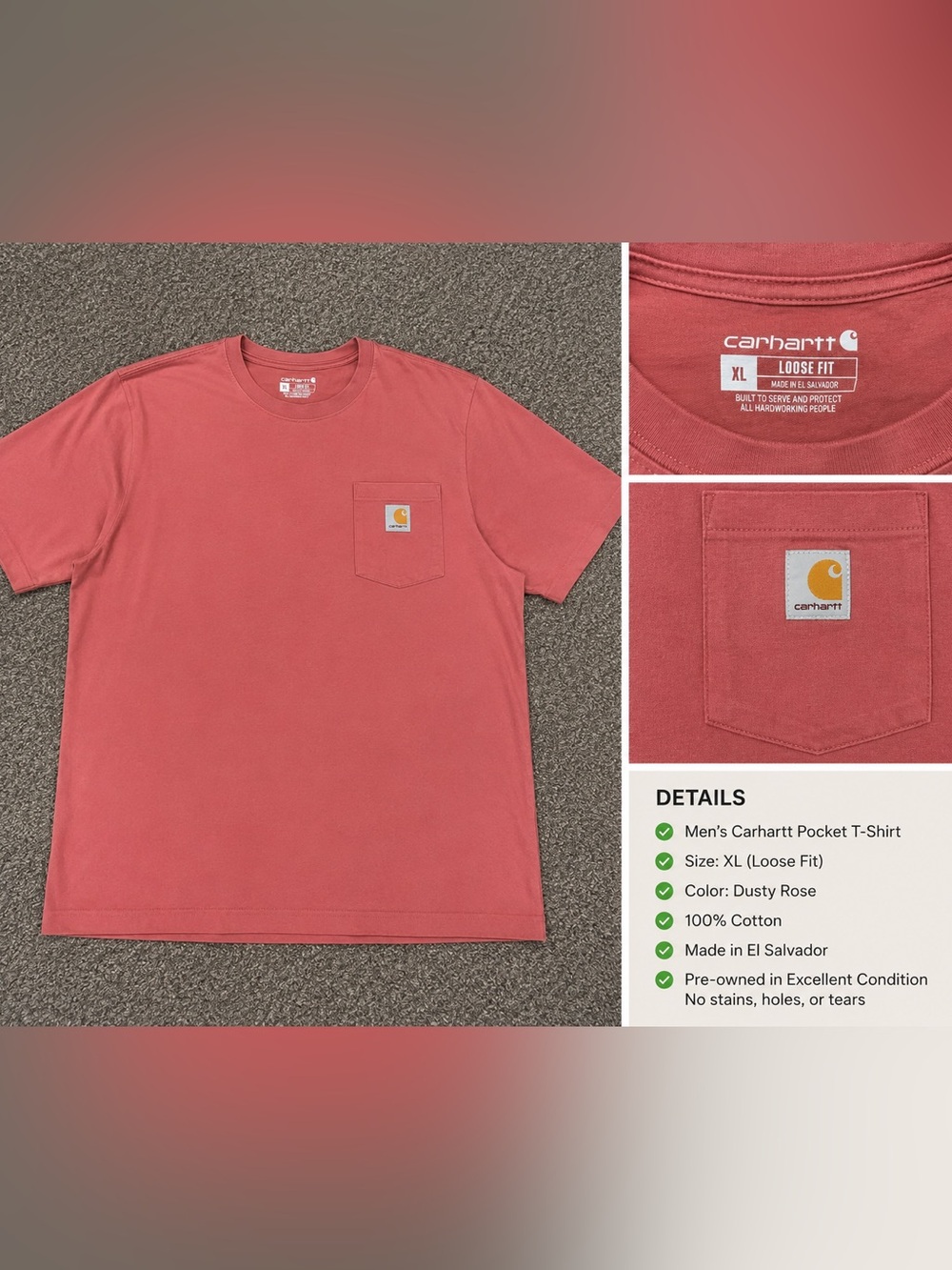 Carhartt Short Sleeve Pocket Tee in Dusty Rose